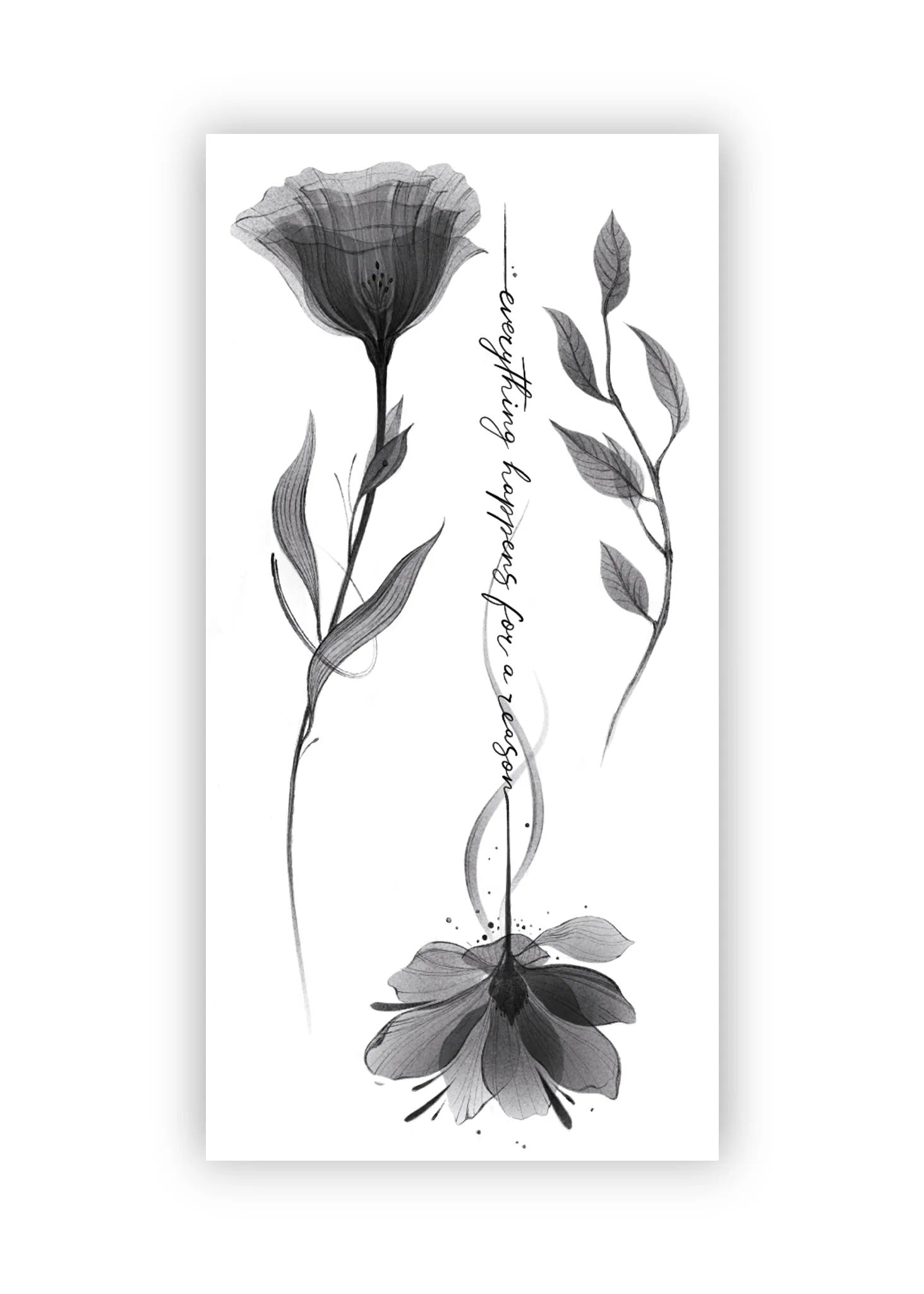 Set 3 tatuaje temporare Flori cu raze X