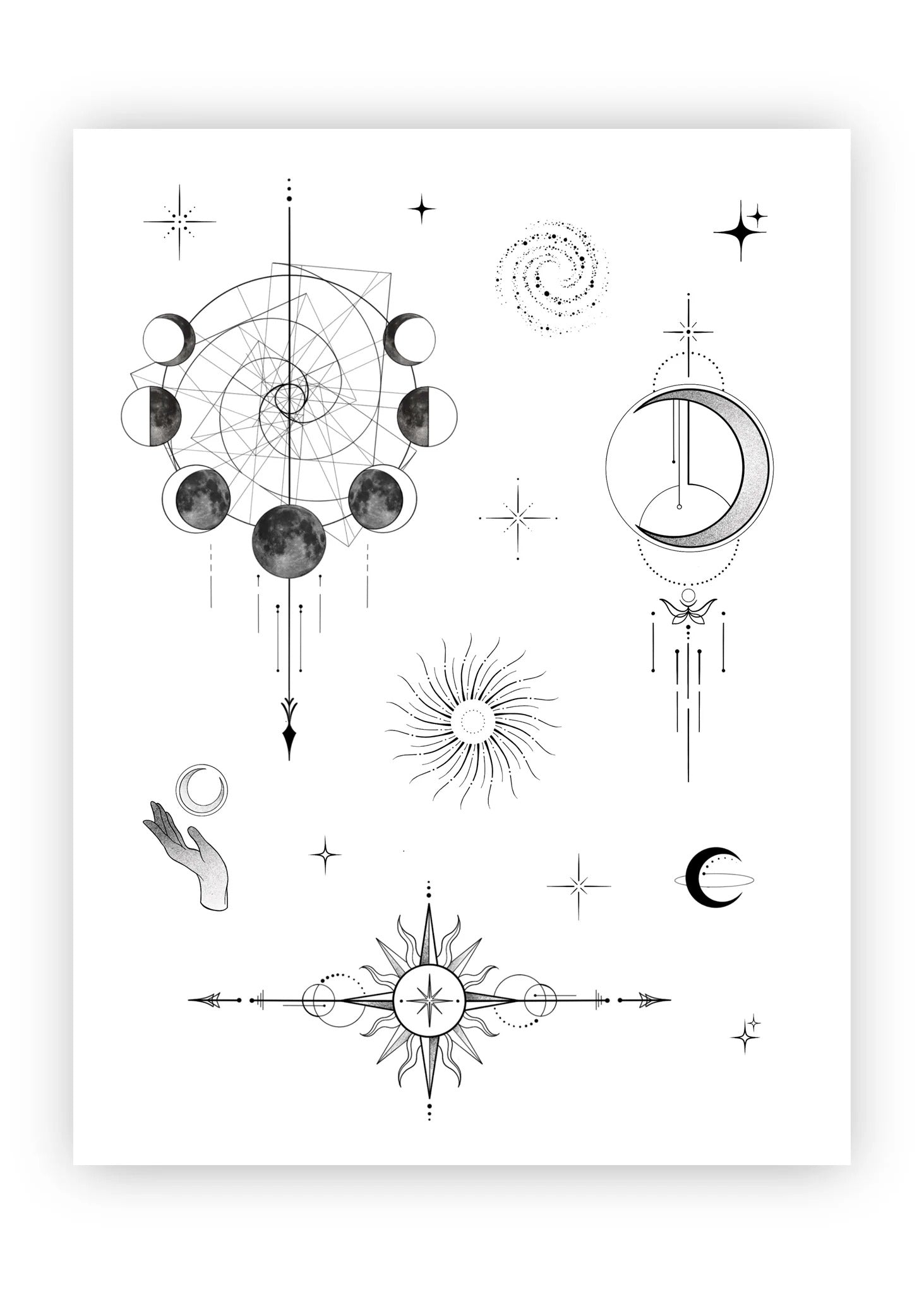 Set 14 tatuaje temporare Soare și Lună