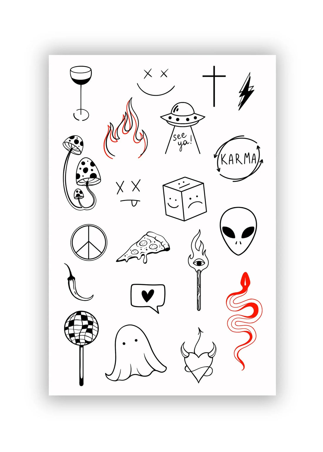 Set 20 tatuaje temporare Mâzgălitură