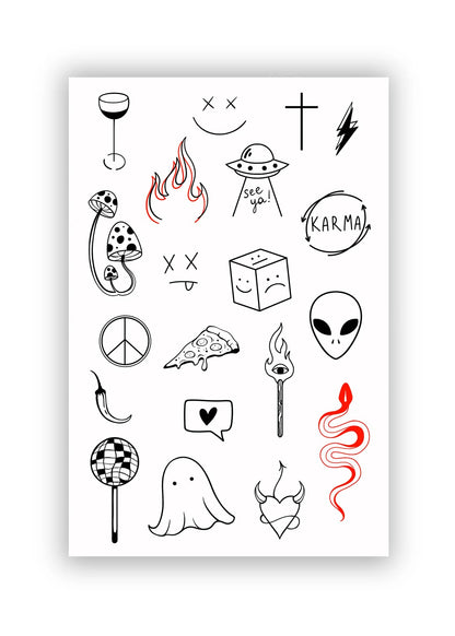 Set 20 tatuaje temporare Mâzgălitură