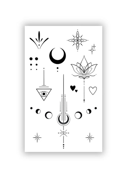 Set 10 tatuaje temporare Fazele Lunii