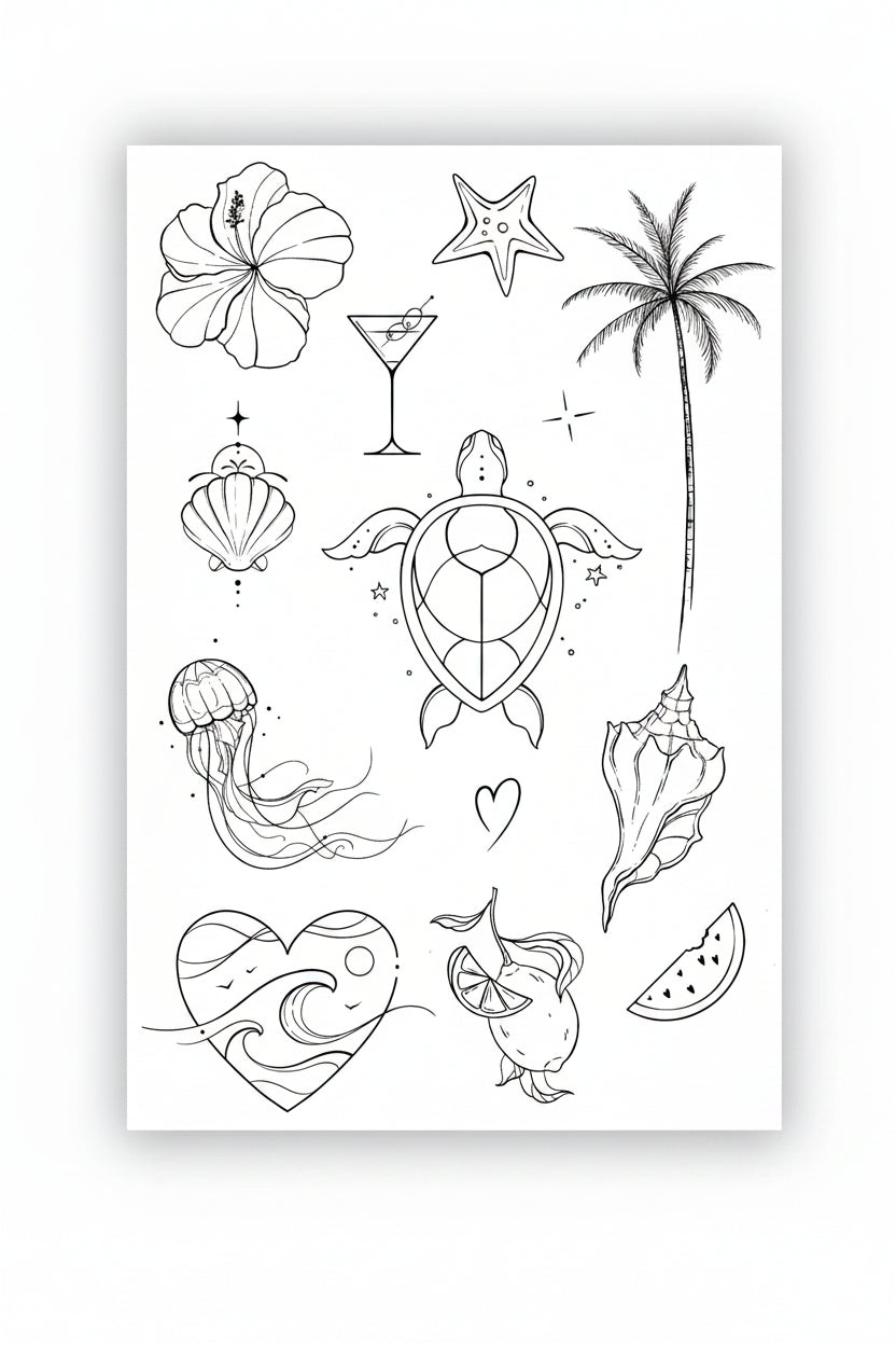 Set 13 tatuaje temporare tropical