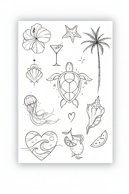 Set 13 tatuaje temporare tropical