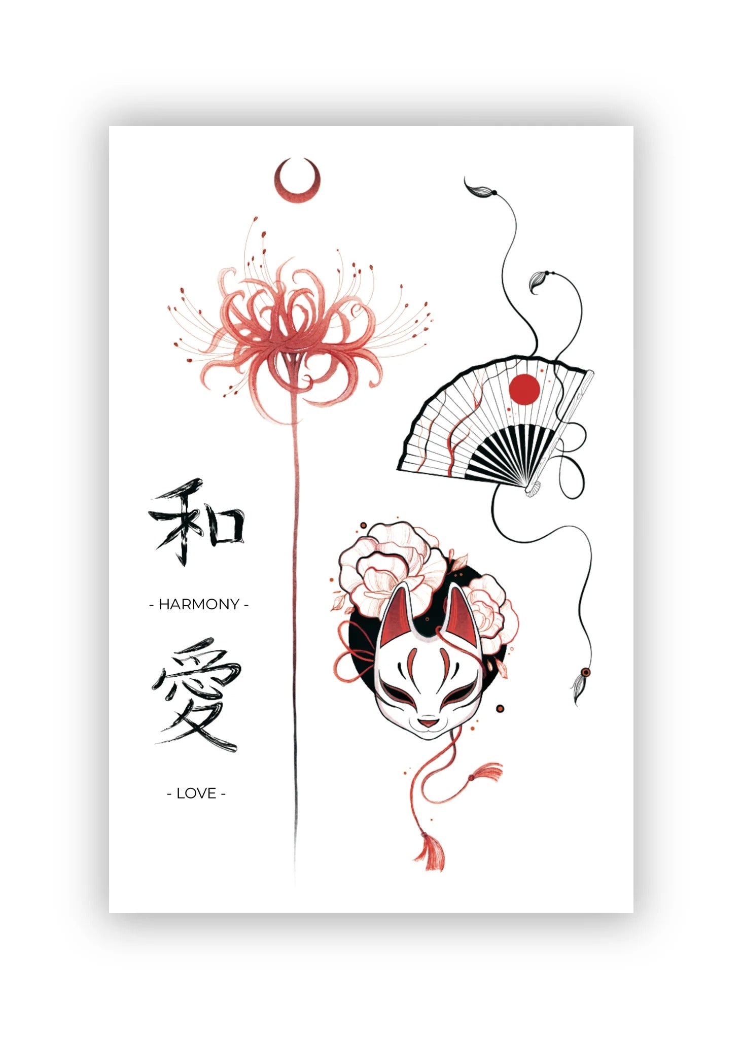 Set 5 tatuaje temporare Japonia