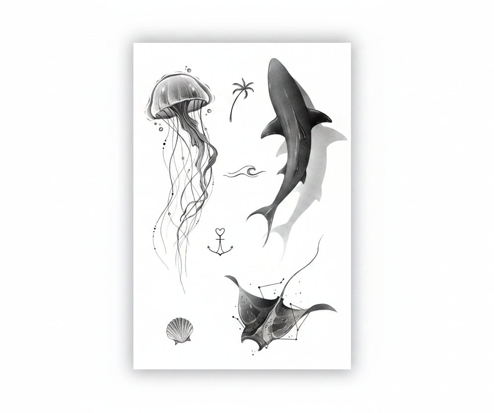 Set 7 tatuaje temporare Ocean