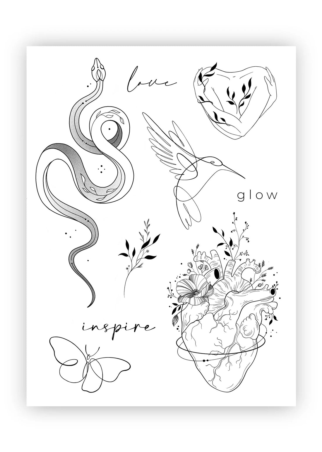 Set 9 tatuaje temporare O linie