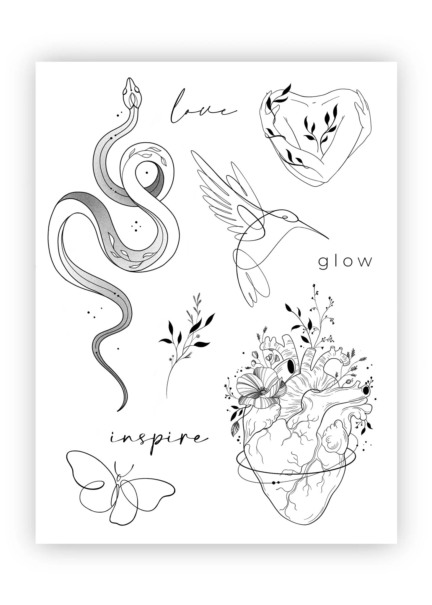 Set 9 tatuaje temporare O linie