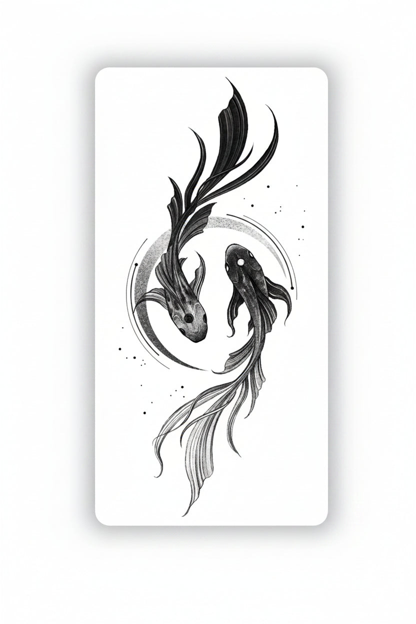 Pește Koi Ying Yang - Tatuaj temporar