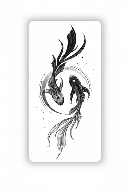 Pește Koi Ying Yang - Tatuaj temporar